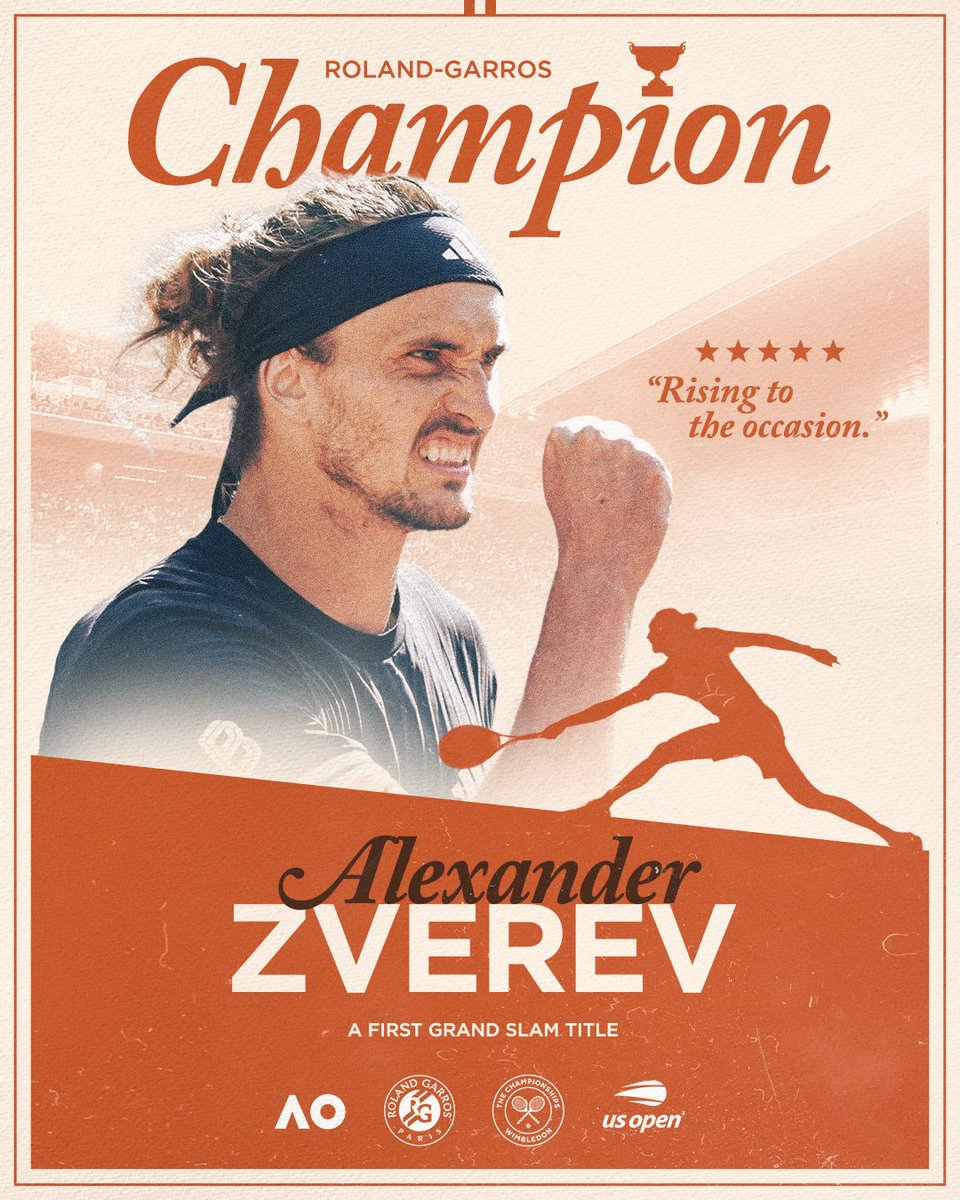 RehanNazirDar's tweet photo. Proof that perseverance always wins out. From career-threatening setbacks to the top of the podium at Court Philippe-Chatrier. 🧱🔥
The wait is officially over. Enjoy this moment, Sascha! 🇩🇪🏆 @AlexZverev
#RolandGarros #ExtraaaServe https://t.co/IddecxaZSb