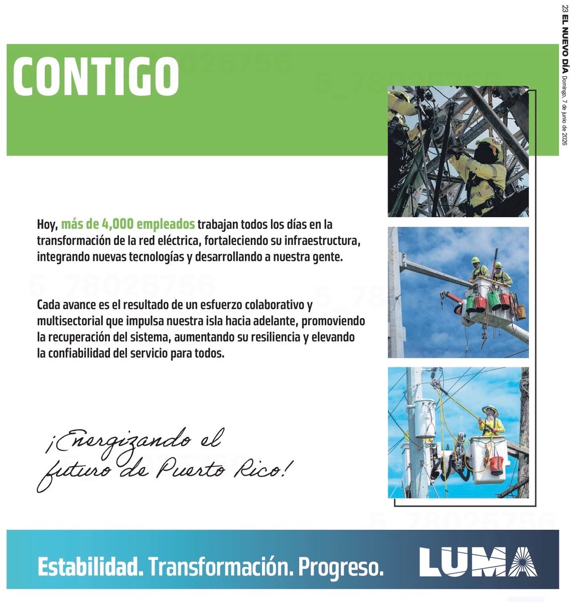 lumaenergypr's tweet photo. ¡Seguimos avanzando contigo!

Nuestro compromiso impulsa la transformación del sistema, integra nuevas tecnologías y eleva la confiabilidad del servicio para todos.

Este progreso es posible gracias a un esfuerzo colaborativo que mueve a nuestra isla hacia adelante, construyendo un futuro más resiliente y estable.

¡Energizando el futuro de Puerto Rico!