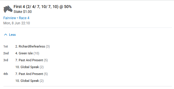 beanbagdata's tweet photo. #SouthAfrican #HorseRacing at #Fairview First 4 selections.

Race 4

1st: 2. Richardthefearless (3)
2nd: 4. Green Isle (10)
3rd: 7. Past And Present (5) / 10. Global Speak (2)
4th: 7. Past And Present (5) / 10. Global Speak (2) https://t.co/ZVMbeknCJ4