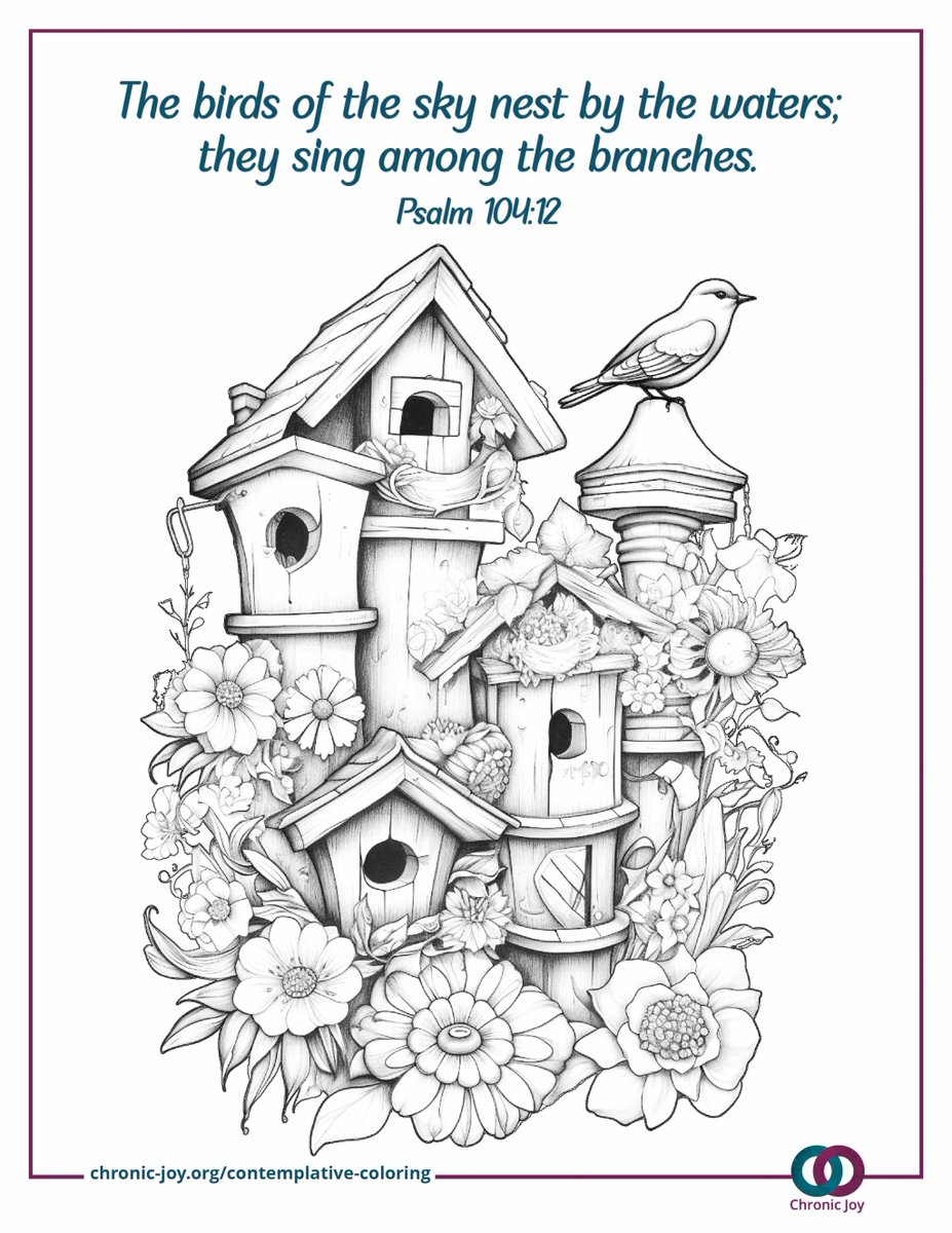 RedPiqu's tweet photo. With this FREE contemplative coloring printable, you're invited to color your way closer to God. • The birds of the sky nest by the waters; they sing among the Branches. (Psalm 104:12) https://t.co/L3j2zNFhq3