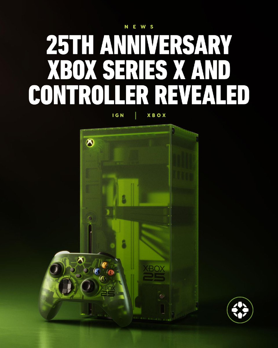 IGN's tweet photo. Xbox has announced the Xbox Series X25, inspired by the look and feel of the original Xbox console, with both console and controller decked out with the translucent OG Green design. https://t.co/GwTJOTl5Ww

#IGNLive #IGNSummerOfGaming #XboxShowcase https://t.co/6TCI3HyOQF
