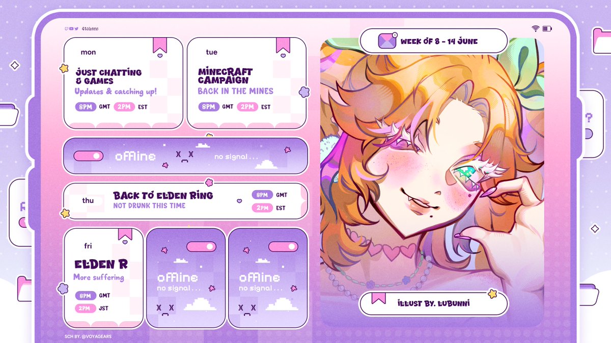 4tokens_'s tweet photo. This weeks Schedge ��✨
Back to routine. I'm excited to be back streaming properly now. Hope to see you there. ☺️
🦋 𝚝𝚠𝚒𝚝𝚌𝚑.𝚝𝚟/𝟺𝚝𝚘𝚔𝚎𝚗𝚜 https://t.co/ijQDCVzKQz