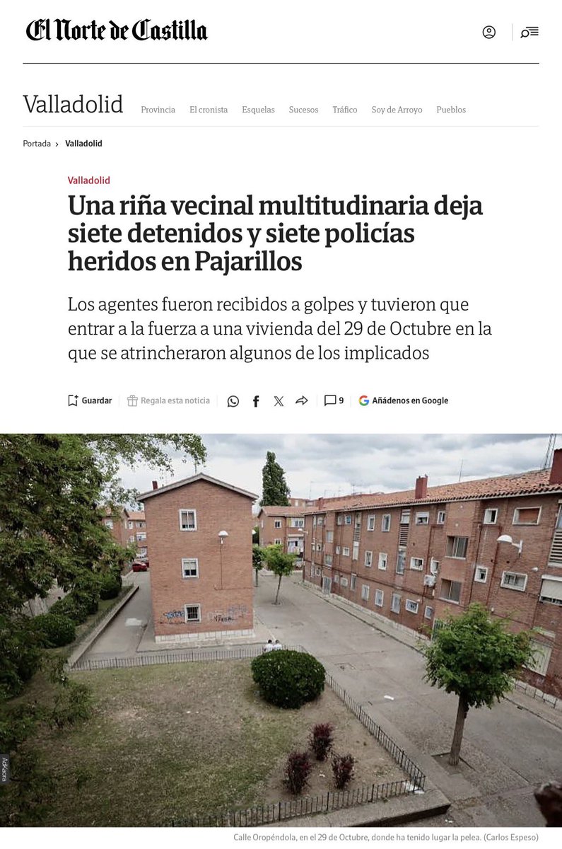 JupolNacional's tweet photo. Una riña vecinal multitudinaria deja siete detenidos y siete policías heridos en Pajarillos, vía @nortecastilla 

Desde JUPOL deseamos una total y pronta recuperación para nuestros compañeros heridos, tanto de policía nacional como municipal.

La llamada entró por un problema de “ruidos” entre vecinos… esto demuestra cómo está la calle… y cómo hemos perdido el principio de autoridad por la absoluta sensación de impunidad existente.

#NoALaInseguridadCiudadana

#SomosProfesiónDeRiesgo

🌐Noticia: https://t.co/BW2DPxIOoH