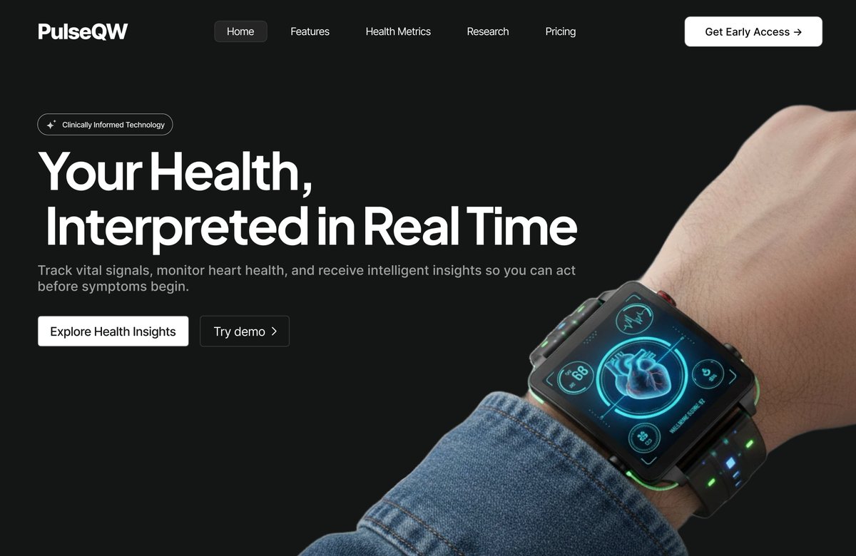 UIUXSumbul's tweet photo. #DailyUI
Hero section concept for an AI-Powered health monitoring &amp; wearable tech platform. https://t.co/FjGtKKGuuc