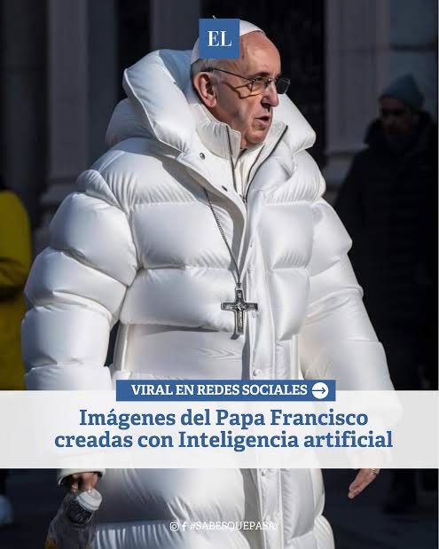 relevancia_uru's tweet photo. 1/5 | ¿Realidad o Algoritmo? 🤔 Las fotos del Papa con Balenciaga o Maduro no son reales, son IA. El problema es cómo logran presentarse como creíbles para ciertos grupos. Abrimos hilo sobre cómo la sociedad construye la verdad en internet. 🧵👇 #Sociología #IA https://t.co/8JTWLCVMau