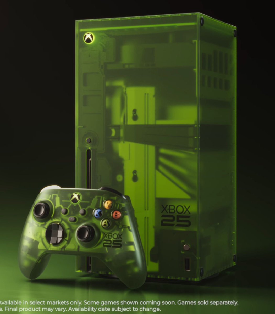 Dexerto's tweet photo. A limited-edition translucent 25th-anniversary Xbox console and controller will be available in November https://t.co/syqJ9mmn0h