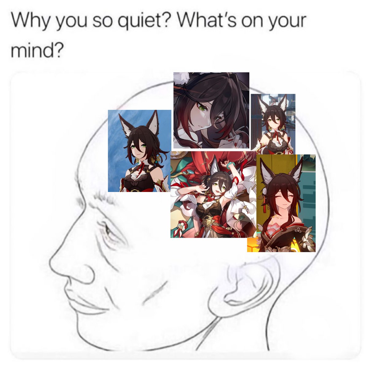 madatashi's tweet photo. I think about her all the time <3 #Fugue #Tingyun #HonkaiStatRail #meme https://t.co/IY7pZaKhbe