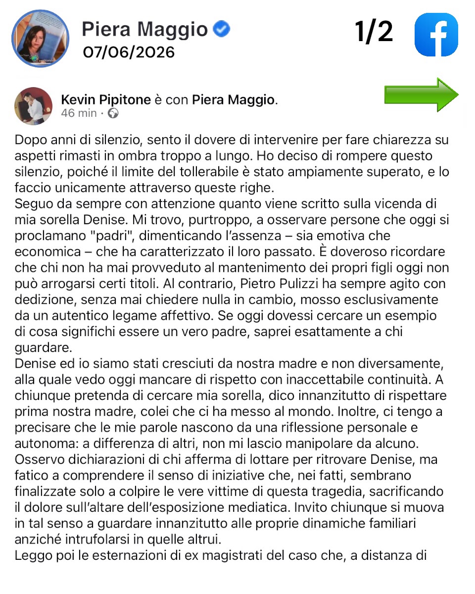 MissingDeniseMp's tweet photo. 🟥 DAL PROFILO SOCIAL DI KEVIN PIPITONE FRATELLO DI DENISE.
https://t.co/razl3IaYSp

#respect #vittime #MissingDenise https://t.co/3fixy8fiuB