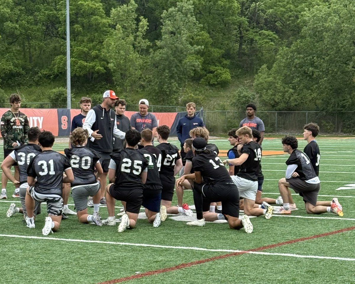 AJRode2027's tweet photo. Had another great day @CuseFootball specialist camp. Had a great conversation with  @CoachBayer_ and received good feedback and pointers from the staff and LS @franniebrownjr. Looking forward to staying in touch! @CoachWCoale @CoachWatkCUSE https://t.co/zLFb5pQg46