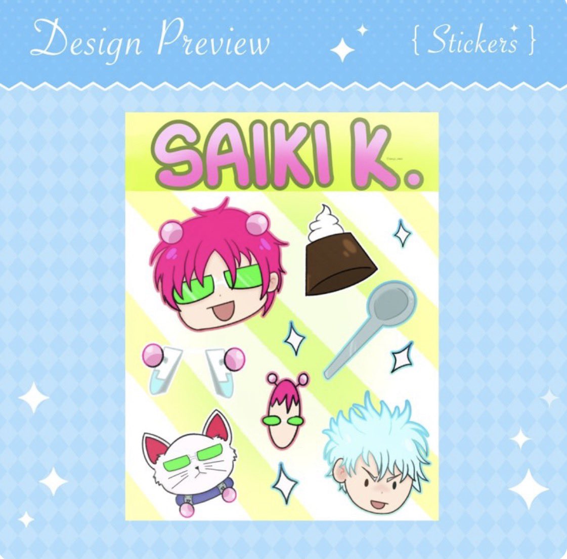JiuXi3e's tweet photo. Saiki K. And Dan Dan Dan Sticker Sheets live on ACGGOODS Shop!✨❤️‍🔥 

https://t.co/D3L4WpghmO https://t.co/eDbDmXBza0