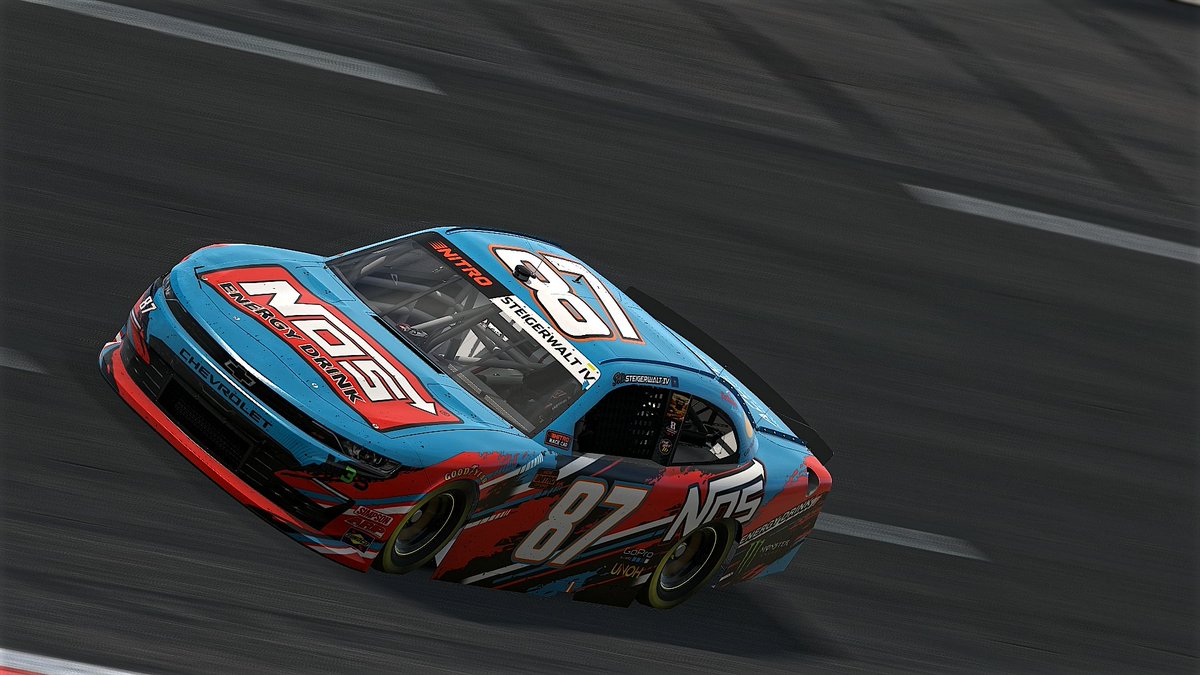 LilHooper87's tweet photo. It was a night for this @M3SMotorsports #87 Chevrolet NOS Energy Drink Throwback to Kyle Busch for @LeagueNitro ran top 20 for good half the race then received damage and made the best of what I could do solid day.

Start: 22ND   
Finish: 17TH  
Points Standings: 46TH https://t.co/7dhKPtwRG2