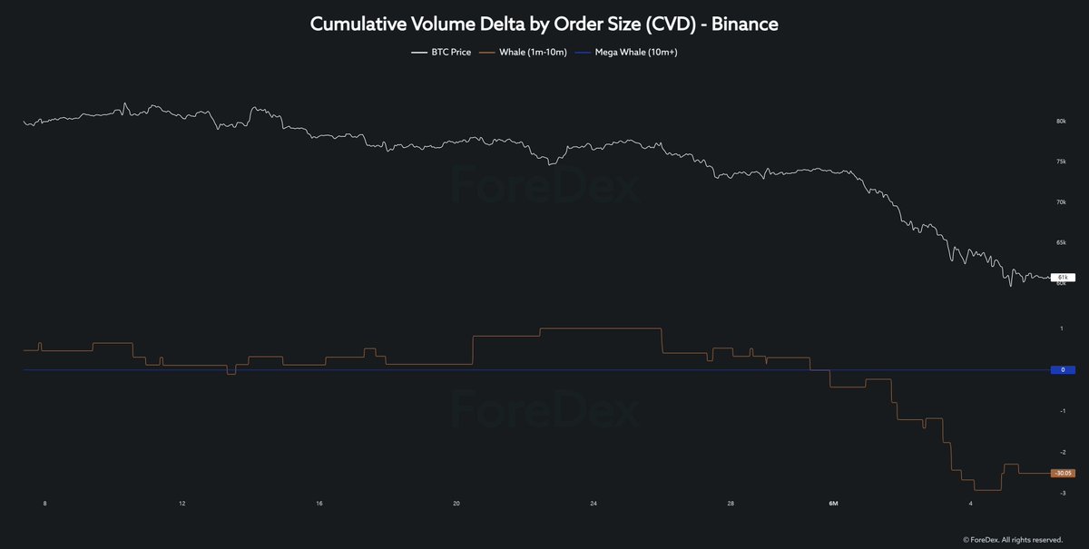 ForeDex_KR's tweet photo. "ForeDex" CVD by Order Size (Spot)        
(Data based on a 1-month period)         
- Whales &amp; Mega Whales Only                  

1. Binance           
2. Bybit           
3. Bitfinex(usd)           
4. Bitfinex(usdt) https://t.co/TraOPWr8ok