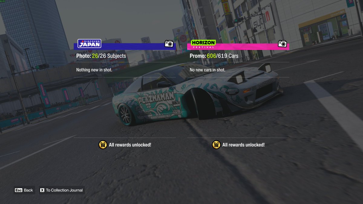 fxmple's tweet photo. 606/619.. i think thats all i can get until the rest of the cars come out from the festival playlist and the car pass.. only missing 2 more cars from the wheelspins as well to have all cars https://t.co/rcB0O6ZrnS