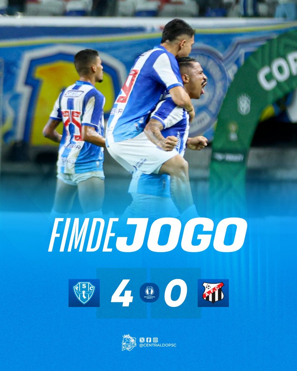 Centraldopsc's tweet photo. FIM DE JOGO!! 🏆🏆🏆🏆🏆🏆🐺🇳🇮

O Paysandu escreveu mais um capítulo histórico em sua trajetória. Diante de um Mangueirão pulsando com a força da Fiel Bicolor, o Papão venceu o Anápolis-GO por 4 a 0, reverteu um cenário adverso e conquistou sua sexta Copa Verde. https://t.co/gInPM81sT7