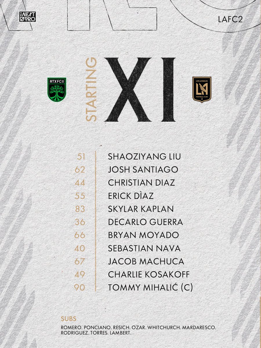 lafc_2's tweet photo. The #LAFC2 Starting XI vs @AustinFCII

🖥️ https://t.co/s9zScTki1B https://t.co/G7Tuxtw5vJ