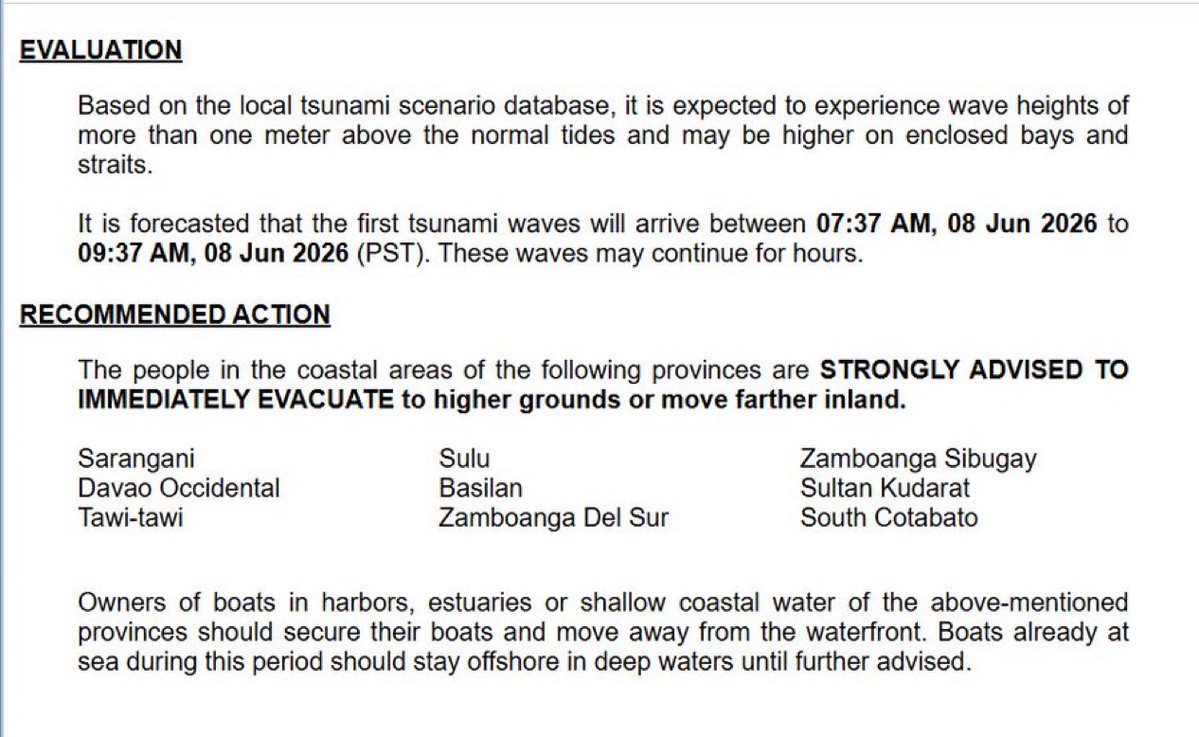 AlertaNews24's tweet photo. 🇵🇭 | URGENTE: Filipinas emite alerta de tsunami tras un fuerte terremoto; se insta a los residentes a evacuar hacia tierra adentro. https://t.co/hg36SuTYhC