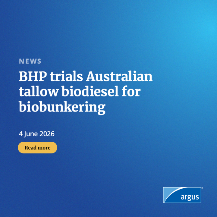 BHP trials Australian tallow biodiesel for bulk carrier