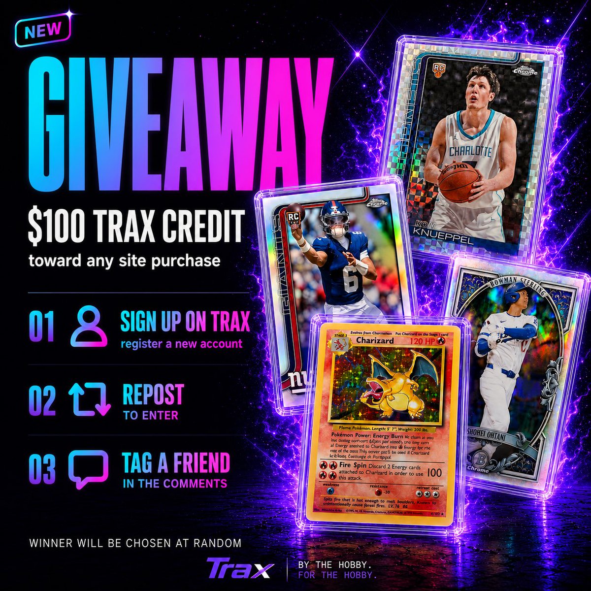 TraxMarketplace's tweet photo. 🚨$100 Trax Giveaway🚨

Trax Marketplace is going live, & to celebrate we're giving away $100 Trax credit - applicable on any purchase! 🔥

How to join:
🎊 Create account on https://t.co/E2BPKmpL0T
♻️ Repost
🔥 Tag a friend

Must be following @TraxMarketplace

Announcing tomorrow June 8th 6 PM CT!

By the hobby. For the hobby.