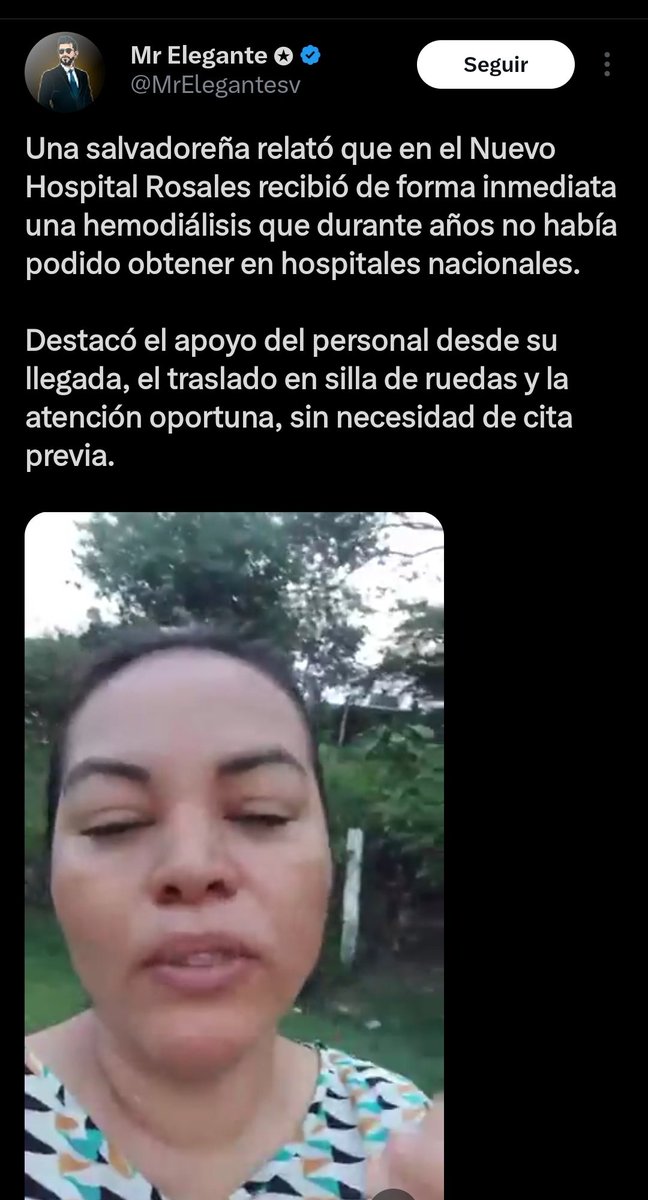 SolMarce74's tweet photo. Dice @MrElegantesv que 
durante años, esta señora, no había podido obtener diálisis en hospitales nacionales.

¿Quien tiene 7 años administrando los hospitales nacionales para reclamarle?

¡Ah Si!, estos 

@nayibbukele 
@FranAlabi
@SaludSV https://t.co/WqOGatvKrW