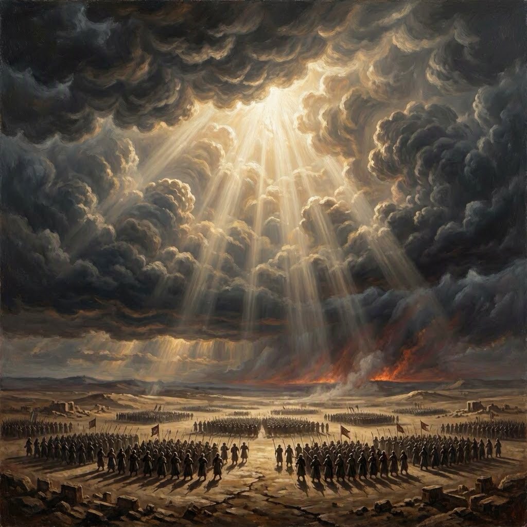 Prophecy_Now's tweet photo. The Battle of Armageddon isn't a close fight or a prolonged war—it’s a swift execution of divine judgment. When the heavens open, the Antichrist’s global alliance is instantly defeated by the mere word of the King of Kings. 🔥👑 #Armageddon #SecondComing #ProphecyNow https://t.co/lrPVvN2lUb