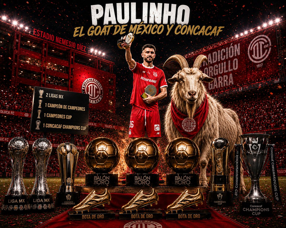 FanDiablo2's tweet photo. ¡¡LO NUNCA ANTES VISTO!!

Paulinho en dos años en México con Toluca:

• Bicampeón de liga MX
• Campeón del campeón de campeones 
• Campeón de la campeones cup 
• Campeón de Concacaf champions cup 
• Tricampeón de goleo 
• Campeón de goleo de concacaf champions cup 
• Tres balones de oro, elegido como mejor goleador, mejor delantero y mejor jugador de la liga MX
• Elegido el mejor jugador de la concacaf champions cup

En dos años en México ya ganó absolutamente todo lo que cualquier jugador puede ganar.

Paulinho está firmando el mejor inicio de cualquier delantero extranjero en la historia de la liga mx.

EL PORTUGUÉS ESTÁ LOGRANDO LO NUNCA ANTES VISTO.

Su nombre quedará grabado dentro mejores delanteros extranjeros que han llegado a México.

¡¡EL GOAT DE MÉXICO Y CONCACAF!! 🐐🔥