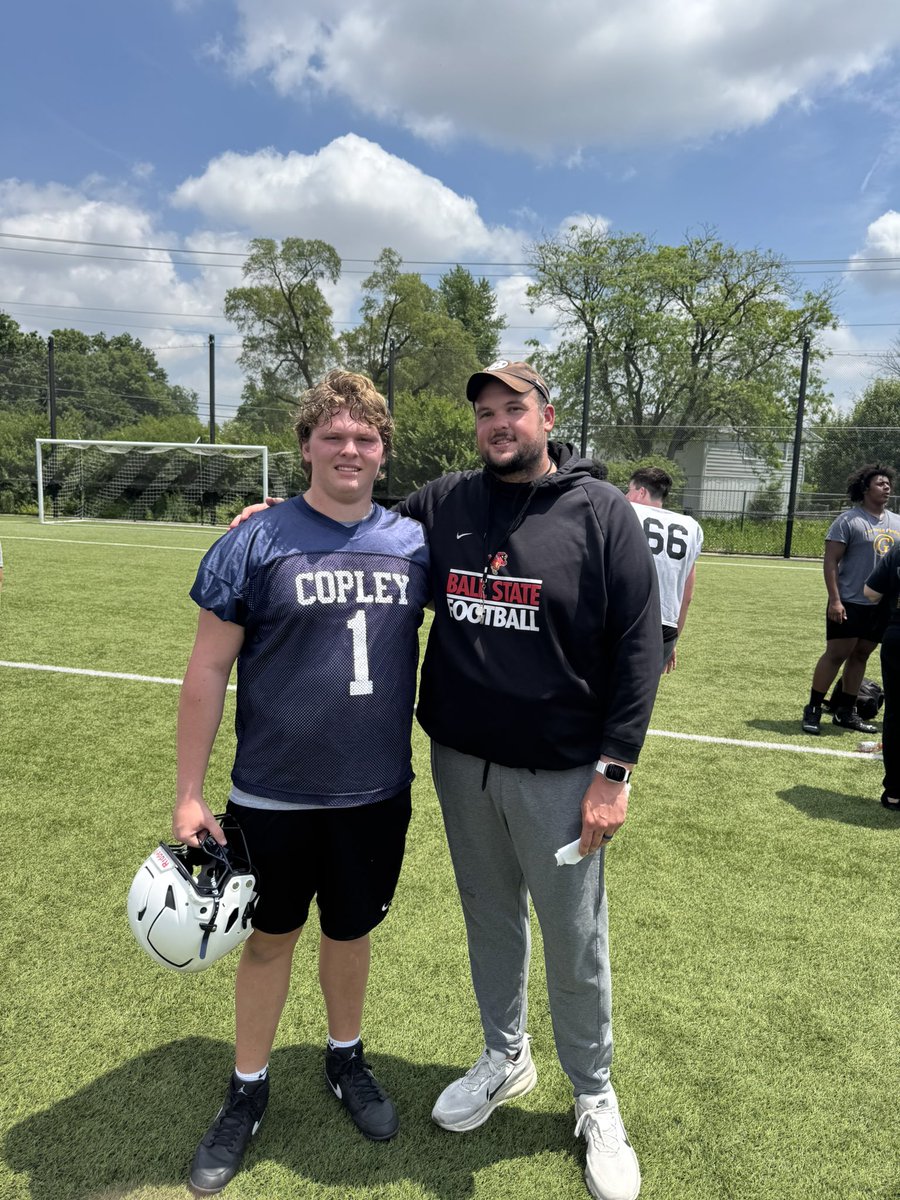 nikolasenberg's tweet photo. Had a great time competing and getting better at the @BallStateFB camp this morning with @Coach_ABarr. It was also great seeing @LukeShivelyBU, thank you @Joey_Suchy for the invite, Can't wait to be up for a game this fall!

@CoachKrom12 
@CoachGresh_ 
@DaleRodick https://t.co/EHKMVj8Cfc