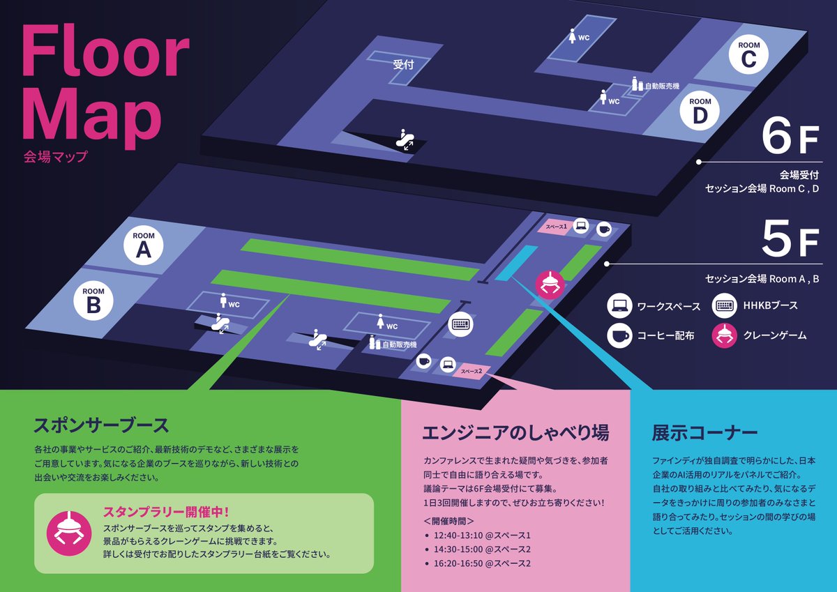 findy_tools's tweet photo. ＼ 🤖AI Engineering Summit Tokyo 2026🤖 ／
【楽しみ方のご紹介② エンジニアのしゃべり場に参加しよう🙋】

カンファレンスで生まれた疑問や気づきを、参加者同士で自由に語り合える場をご用意しています。 
議論テーマは当日午前中に6F受付で募集中！

📌1日3回開催　途中参加・途中退席も大歓迎🙌
12:40〜13:10　スペース1（5F）
14:30〜15:00　スペース2（5F）
16:20〜16:50　スペース2（5F）
セッションの合間に、ぜひお立ち寄りください！
#AIE2026_findy
