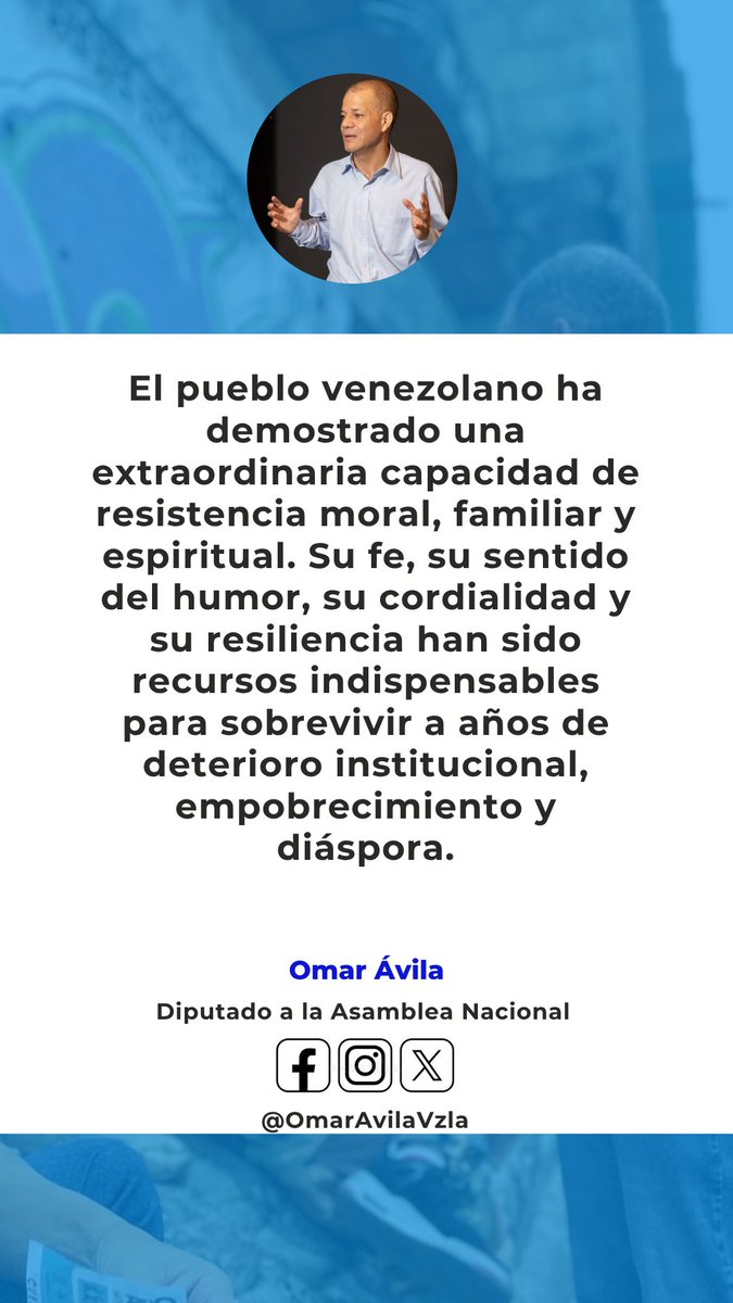 visionvenezuela's tweet photo. El pueblo venezolano ha demostrado una extraordinaria capacidad de resistencia moral, familiar y espiritual. Su fe, su sentido del humor, su cordialidad y su resiliencia han sido recursos indispensables para sobrevivir.
Por @OmarAvilaVzla 
#7Junio
🗞️https://t.co/qHxmpto4Up https://t.co/lg4BvJyKwA