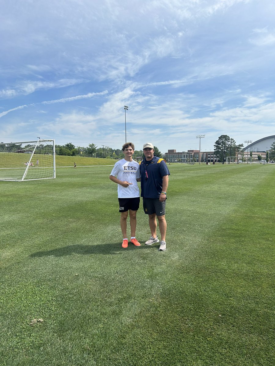 ThumperLorentz's tweet photo. Had a great time at @ETSUFootball Football Camp. Won the field goal comp and charted very well in field goal going perfect back to 52. Thank you @CoachPotter_ and @RemillardMarcus for having us. It was also amazing to tour the facilities.
@CoachJMcKoy @DanOrnerKicking @CoachEBenton @GrayDangerfield @cfranzone19 @Coach_Radke @Hunterh24 @_ChaseMeyer @Coach_MThompson @XcelerateFB