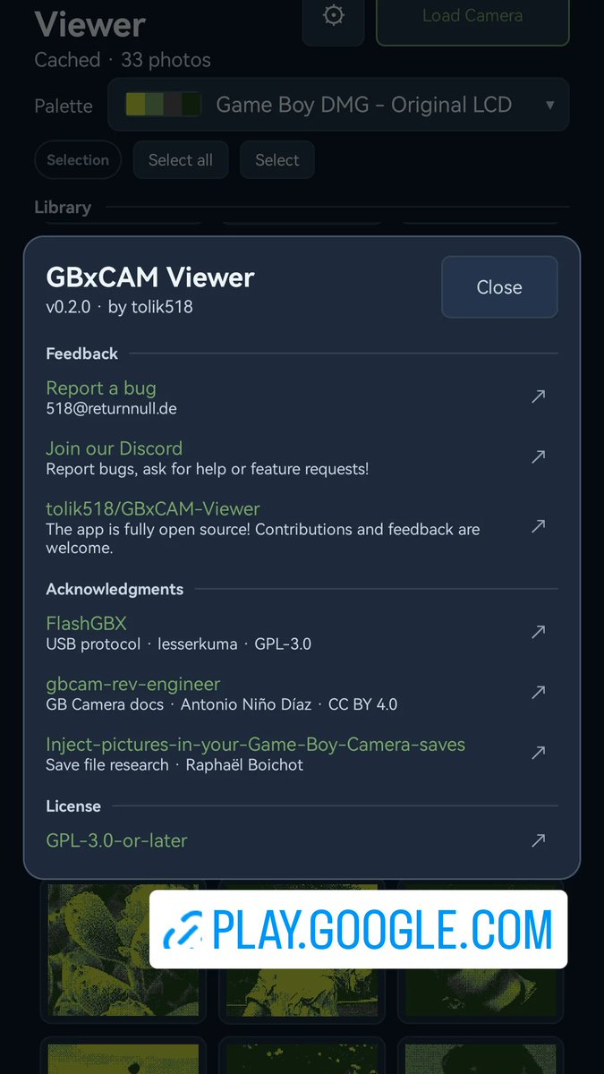 tolik518's tweet photo. Looks like Google wants at least 12 people testing my app to transfer gameboy camera photos to the android phone.
So please join the test if you're up for that: https://t.co/IxcvXfVYCG

#gameboycamera #gameboy #retro https://t.co/1bTvosKycN