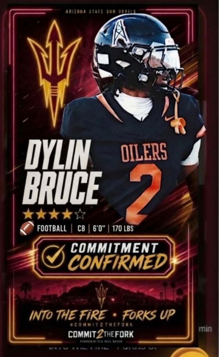 Commit2theFork's tweet photo. 🚨💥 BREAKING- Sun Devils land 4⭐️ 2027 CB Dylin Bruce  from Huntington Beach CA🔱🆙💥🚨 https://t.co/1JquN6JzLa