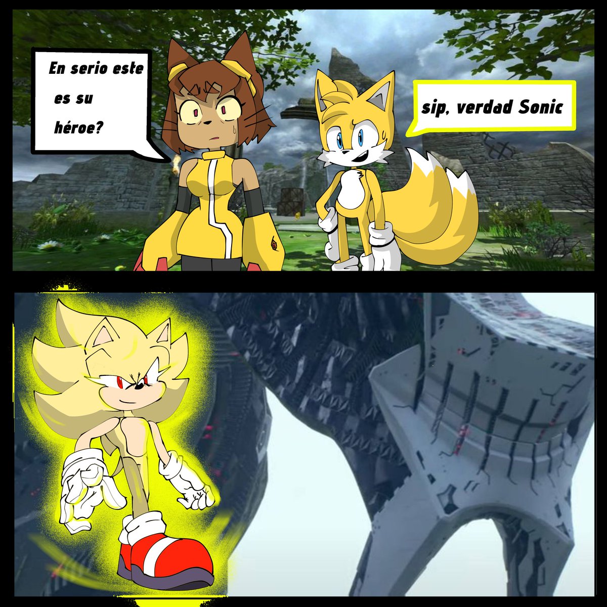 Luisandres88378's tweet photo. Seriously, that guy over there is their hero? 😨

(Drawing by Kit Bodega🗣️🗣️)

#meme #sonicartist #gameoerse #glitchfanart https://t.co/BCwotvVYJ4