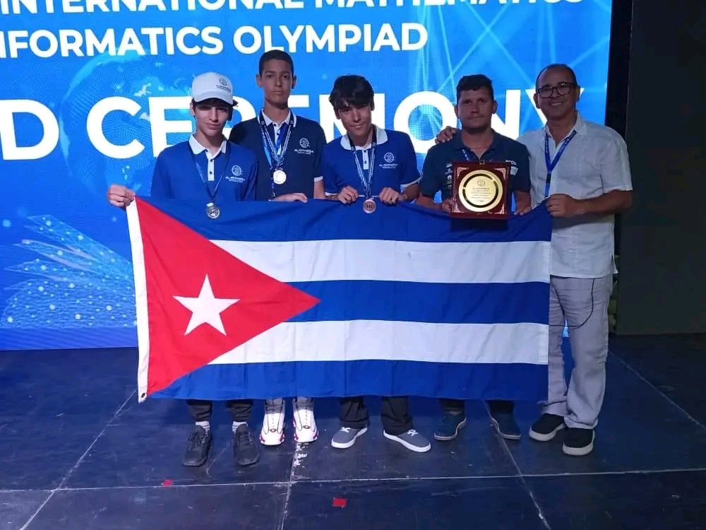 MMarreroCruz's tweet photo. En la 4ta. Olimpiada Internacional de Matemática e Informática, recién concluida en Uzbekistán, #Cuba se alzó con tres medallas, una de plata y dos de bronce, muy buen resultado para nuestro país que participó por primera vez.

¡Felicidades a los medallistas y a sus entrenadores! https://t.co/jfAFnQ9pqI