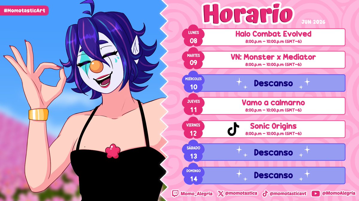 momotastica's tweet photo. 🎂Horario🎂

🤡: Papá, papá, ¿qué se siente tener un hijo tan guapo?
🥸: No sé hijo, pregúntale a tu abuelo.

¡Les espero, no falten! 🤡💖

#Vtuber #VtubersUprising #twitchstreamer https://t.co/vNBpyifnkh