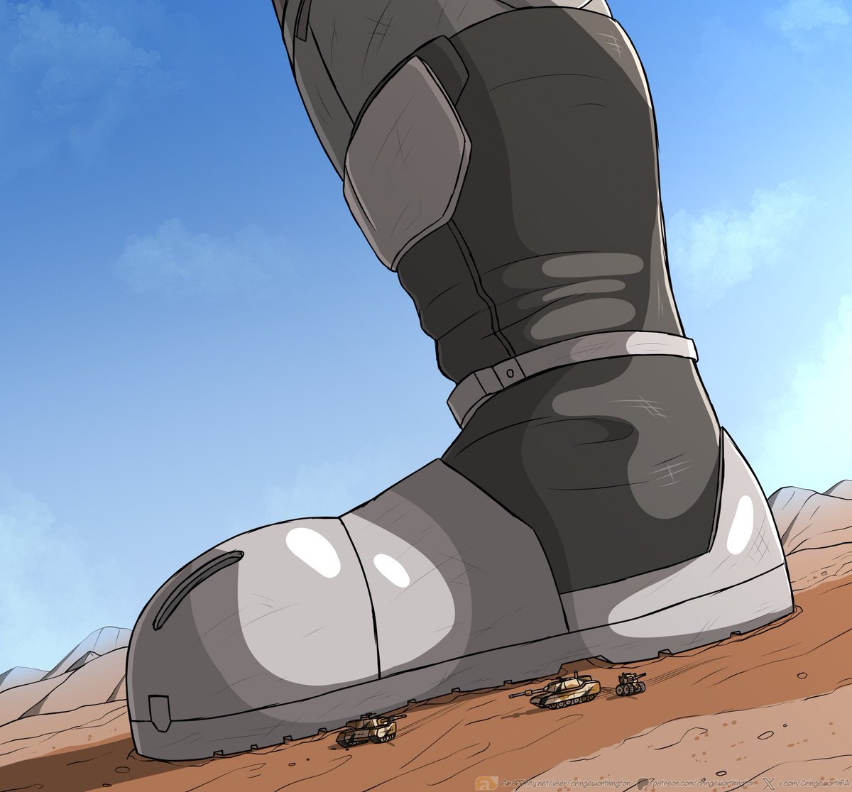 SigHavic's tweet photo. Lost part 2
those tanks really are tiny~
barely bigger then the boot sole :3

Art by the lovely @CringeworthFA https://t.co/QjNoc9MZeH