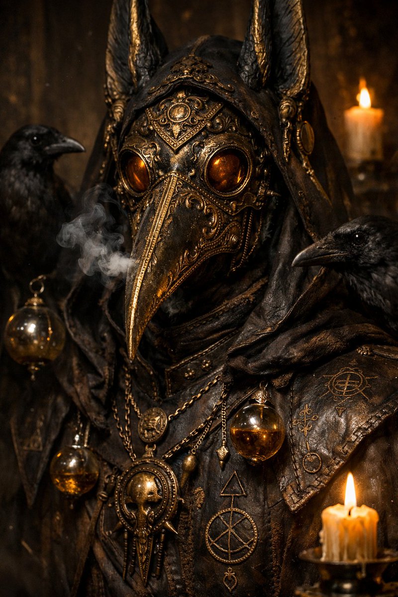 Splinter737's tweet photo. @RobotCleopatra Interesting prompt Skipper. Here is my Divine Plague Doctor: https://t.co/zUAteGi2U5