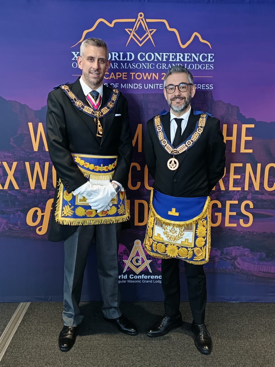 GranLogiaEspana's tweet photo. El Gran Maestro de la #GLE,  el M.R.H. Shaun Parsons Herrera acudió a la XX Conferencia Mundial de  Grandes Logias Regulares celebrada en Ciudad del Cabo, Sudáfrica del 17  al 21 de mayo de 2026. #Masonería https://t.co/qyc9sMbk17