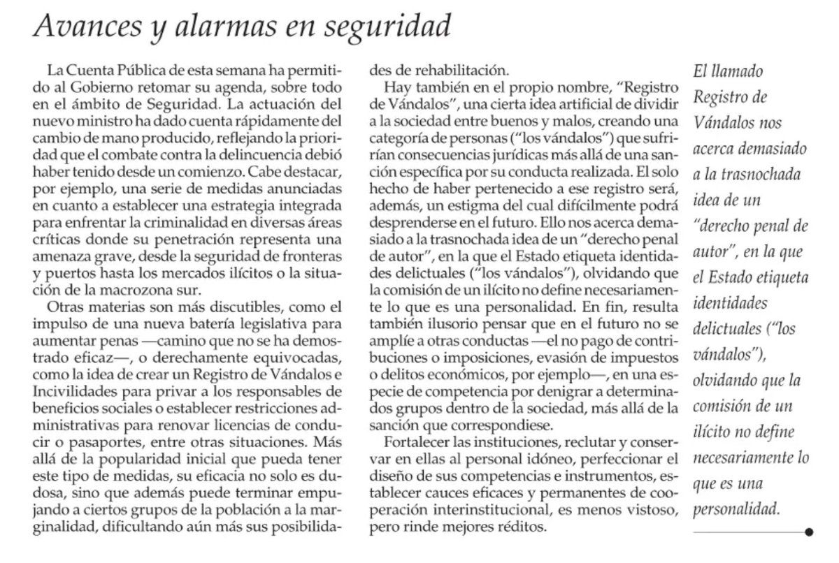 mgep's tweet photo. Hasta El Mercurio se desmarca del "Registro de vándalos" que califica como un "derecho penal de autor" 😁
Le preocupa, claro, que a futuro  se amplíe también al "no pago de imposiciones, evasión de impuestos o delitos económicos" https://t.co/p4CXatsKzb