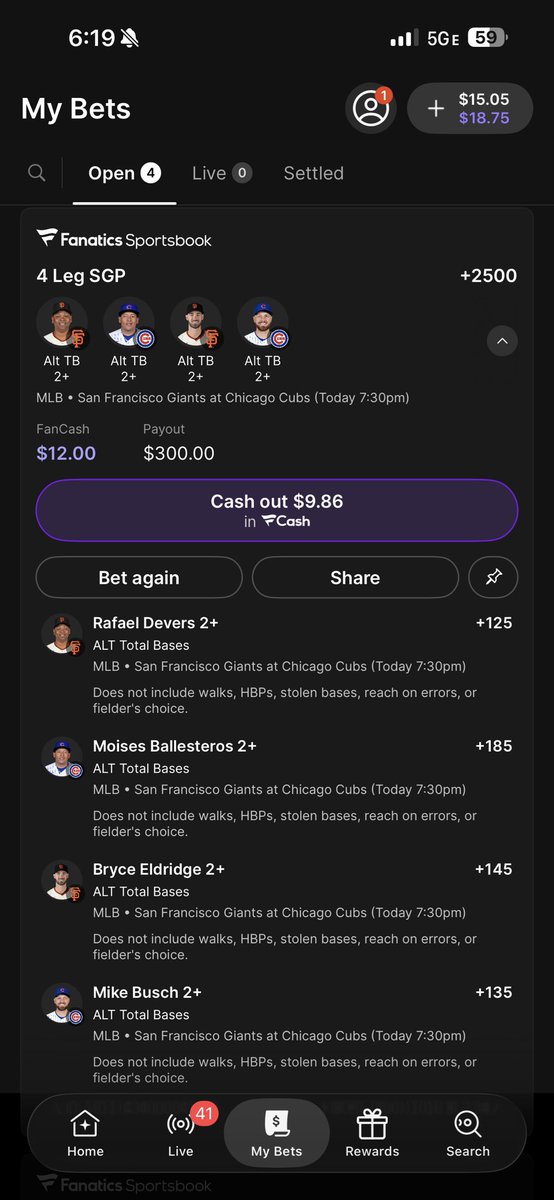 DomRacks's tweet photo. @_KylesPicks_ Kinda had the same but bases what you think? https://t.co/qLglo9Acvx
