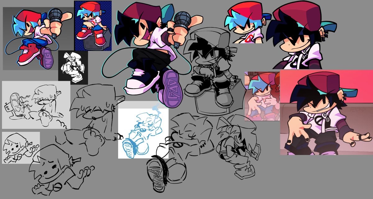 feralspark's tweet photo. my current collage of studies LMAO,,
i feel actually fairly comfortable with the style now- so i prommy ill start doing og stuff soon ROEIREORIE
- 
one taken from @/cxasanova and the rest are official stuff @/phantomarcade3k
-
#fnf #fridaynightfunkin https://t.co/6kZvsnVBt7