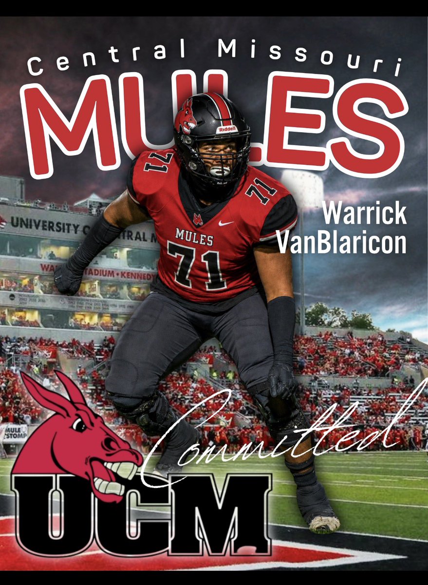 WarrickJaymes's tweet photo. Proud to announce my commitment to the University of Central Missouri! Thank you coaches and family for this opportunity. Can’t wait to be in Warrensburg. Go Mules! #NEWCHAPTER @CoachHoltzclaw @JoshLamberson @coachchesneysc https://t.co/OFQ4sYvAet