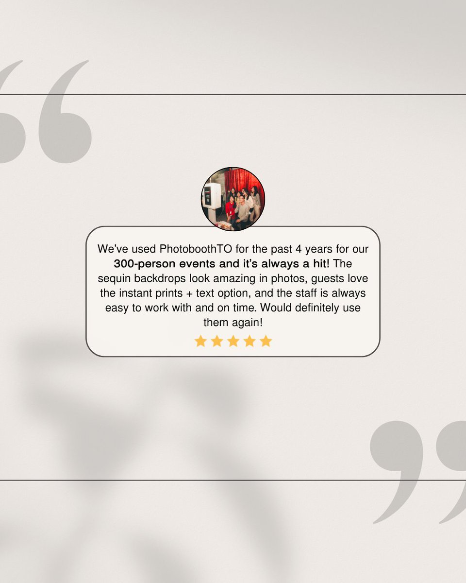 photoboothto's tweet photo. Nothing means more to us than hearing guests had an unforgettable experience 🤍

A few kind words from recent weddings &amp; events we’ve had the pleasure of being part of ✨

#PhotoboothTO #TorontoEvents #WeddingInspo https://t.co/0UqoDKcF43