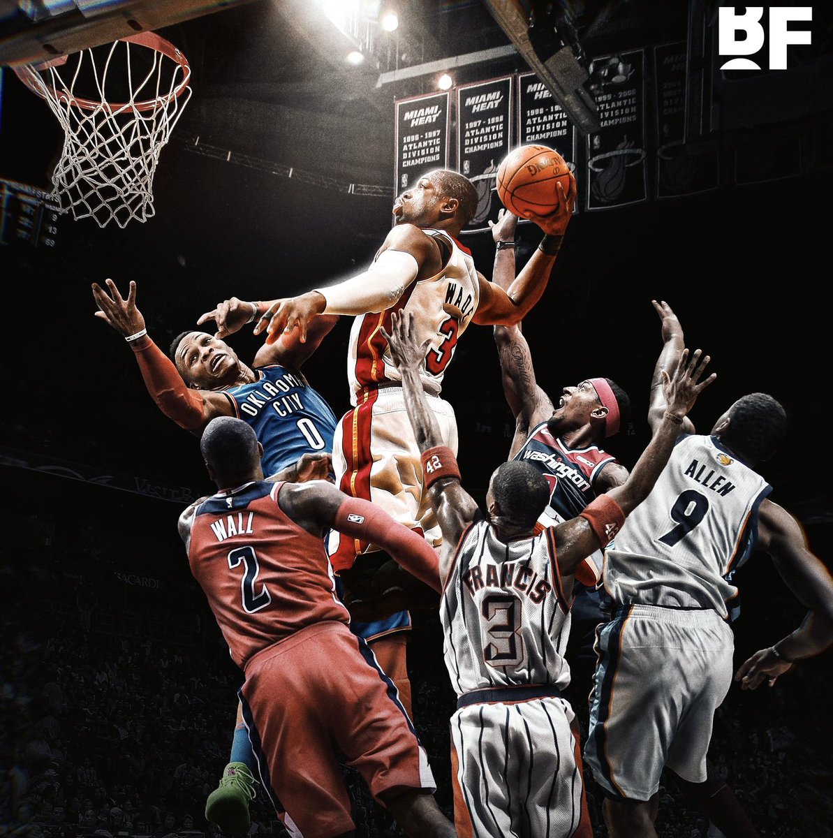 WadexFlash's tweet photo. Most dunks in NBA history by players 6’4 and under:

Dwyane Wade: 1098 (!!!)
Russell Westbrook: 683
Bradley Beal: 378
Steve Francis: 302 
John Wall: 298
Tony Allen: 297

Put respect on D-Wade’s name. https://t.co/o6hBFlqmSF