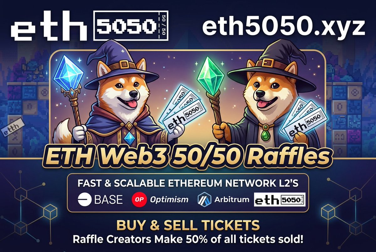 Bit5050official's tweet photo. ETH5050 On-Chain ETH Raffles

ETH5050 Web3 Raffle Platform For Ethereum L2
Web3 50/50 Raffles For Ethereum L2. Create or join transparent ETH raffles across Base, Optimism, and Arbitrum. Chainlink VRF and Automation power the quest, split the prize, and keep every move verifiable on-chain. @ETH5050xyz $ETH 

@ethconf 
June 8-10, 2026
Javits Center, NYC

Shaping the Future Together
ETHConf is a 3 day event for founders, industry leaders, and builders who are excited about the possibilities of building on top of Ethereum.

Connect with 5,000+ top innovators in crypto, finance, technology, and policy at our innaugural three-day event packed with showcases, demos, partnerships, and conversations shaping the future of the global economy.