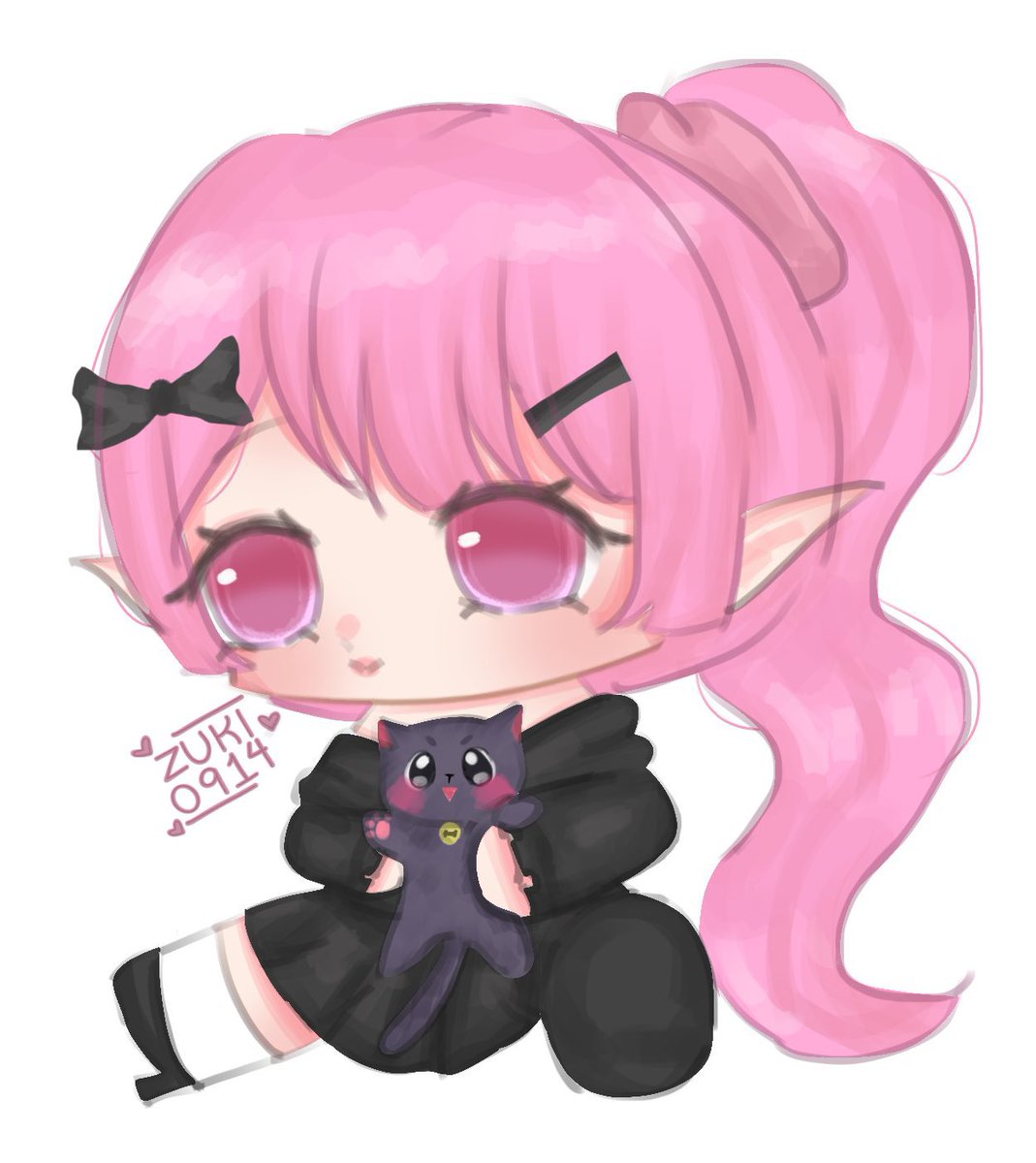 JinHollow's tweet photo. A smol cutie with an even smoler cutie! :333 🩷

@fifinechimi drawn by @zuki0914_ ^^ https://t.co/bHonHmBD8y