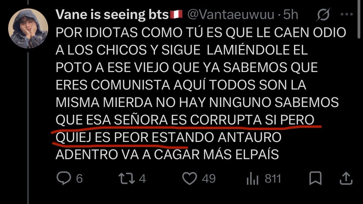 Jjk_strn's tweet photo. creo que fue por esto, lo siento es valido que no relacionarse con alguien prefiera el fujimorismo, así como en mi caso yo digo que no quiero solos o multis en mi tl. https://t.co/jwS6WZGd0s