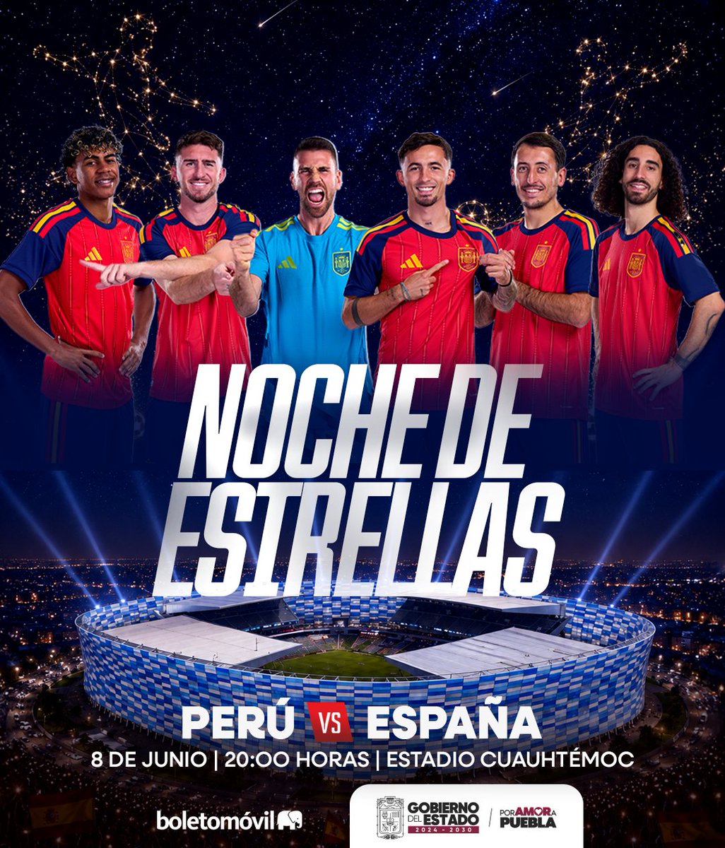 JLG_PARRA's tweet photo. ¡#Puebla está lista para otra noche de fútbol internacional! ⚽

Este 8 de junio, el #EstadioCuauhtémoc recibirá el gran duelo entre @Selección Peruana - FPF y @Selección Española de Fútbol (SeFutbol) , un encuentro que promete pasión, ambiente y muchas emociones en la cancha. 🇵🇪🇪🇸

Con @Alejandro Armenta, seguimos abriendo las puertas a eventos que proyectan a nuestro estado ante el mundo. 🌎