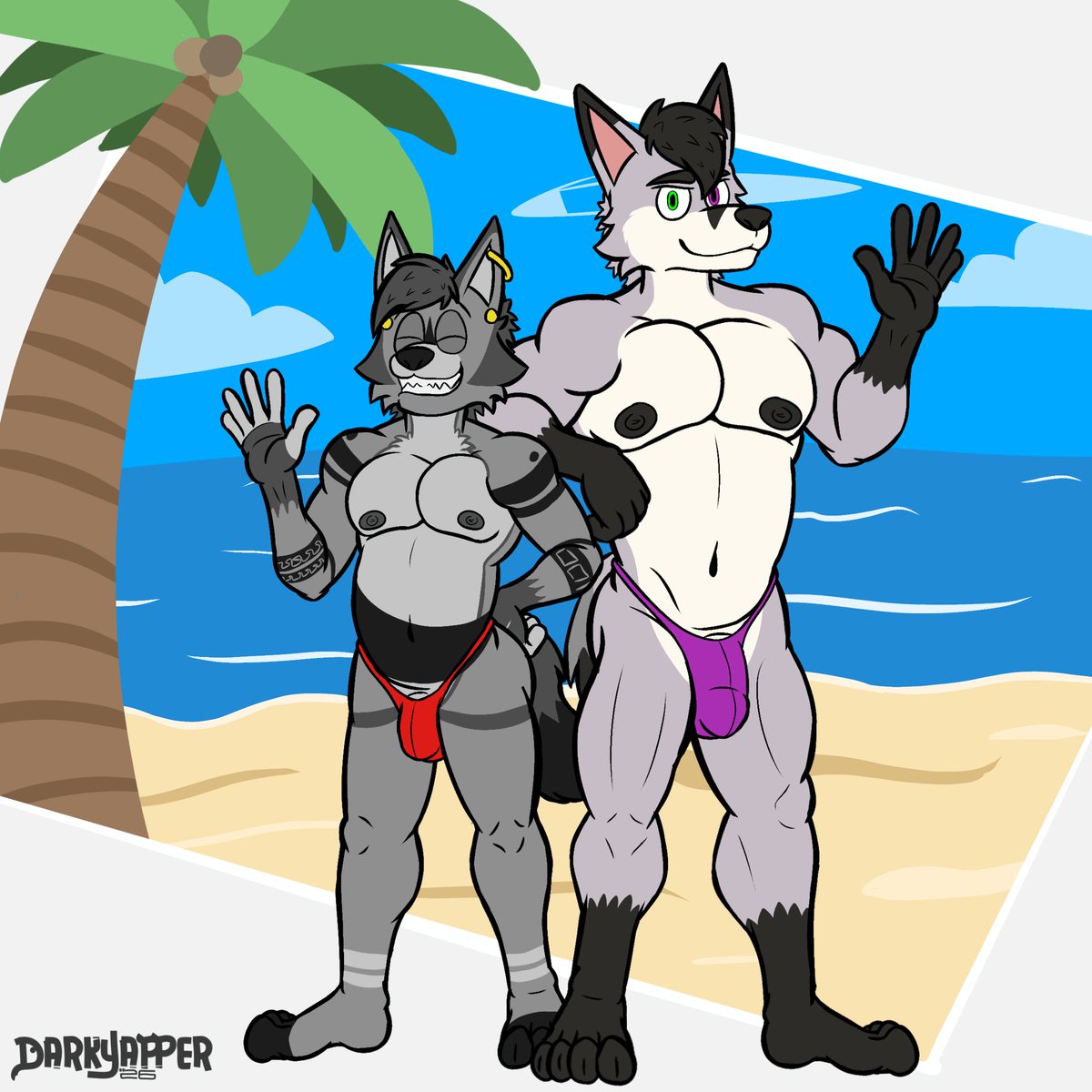 darksideyapper's tweet photo. With this heat, sometimes you have to find ways to cool off at the beach, and what better way to do it than with your special someone? 👀

I hope you like it! I'm trying out a new style, what do you think? :3 Let me know!

#FurryArt #Nsfw #FurryArtist #FurryFandom #NSFWMen https://t.co/eScRsh6THq