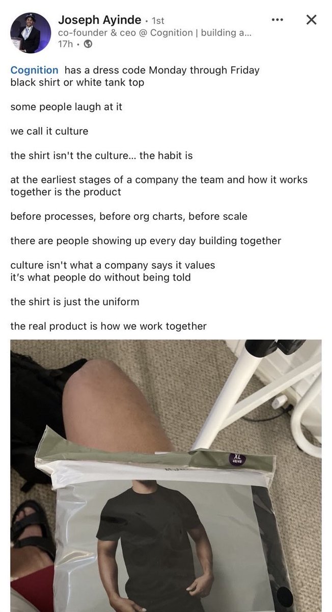MondoBurger05's tweet photo. Surely “Cognition” and its “culture” will change the world. LinkedIn slop. #dresscode https://t.co/K1D4xQ7cyi