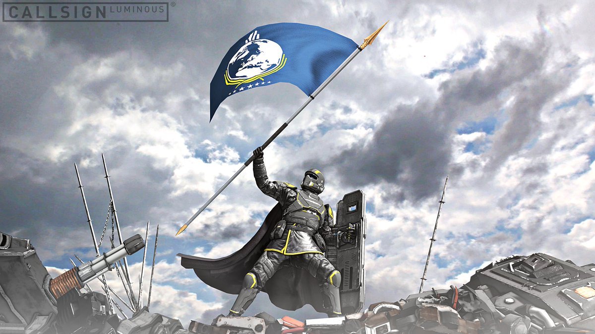 BanjoDiver's tweet photo. "FOR SUPER EARTH!"

After a long and gruelling battle with the Automatons, Miyoka planted the One True Flag over in victory. https://t.co/cvHFD5ZrMF